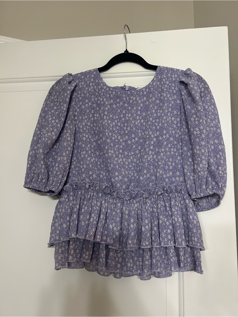 Free the Roses Lilac Floral Tiered Ruffle Top